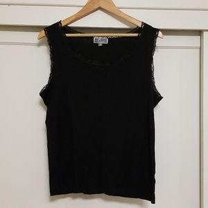 Black Lace Trimmed Cami Tank EUC
